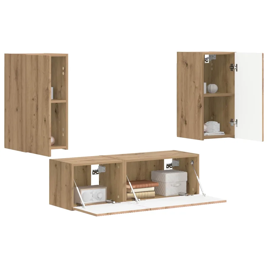 Ensemble de meuble TV mural 4 pcs Chêne artisanal - 3
