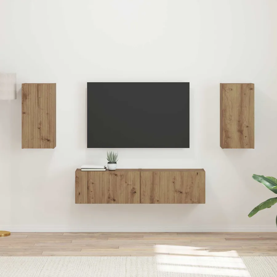 Ensemble meuble TV 4 pcs Chêne artisanal Bois d'ingénierie