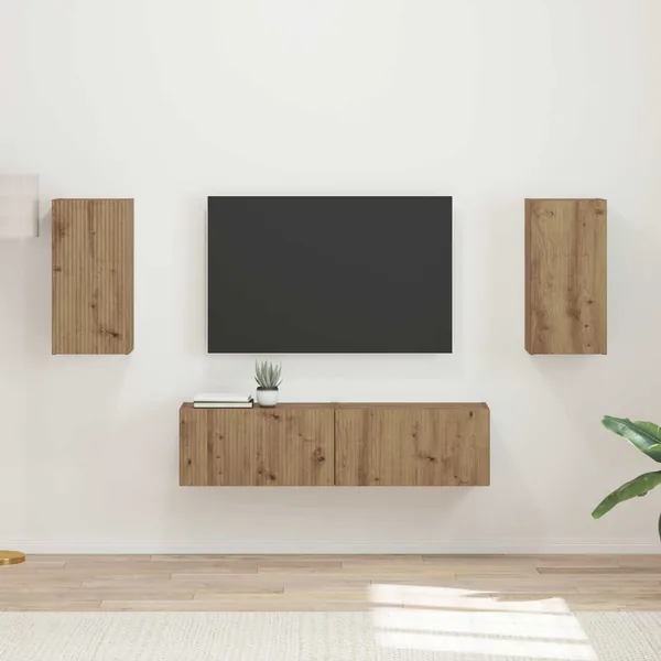 Ensemble meuble TV 4 pcs Chêne artisanal Bois d'ingénierie