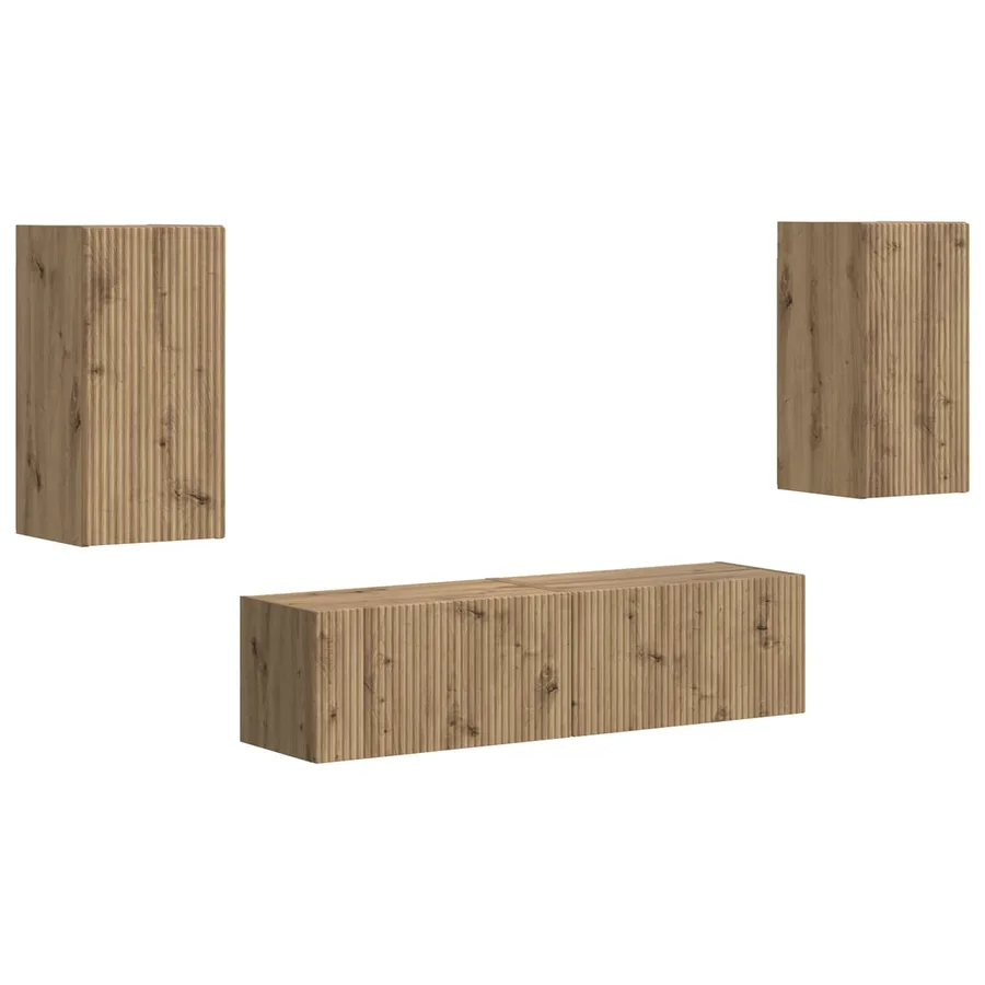 Ensemble meuble TV 4 pcs Chêne artisanal Bois d'ingénierie - 2
