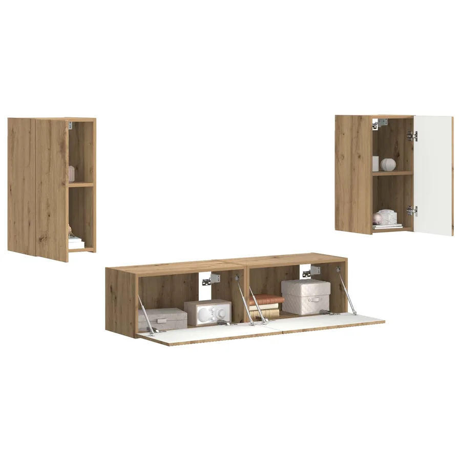 Ensemble meuble TV 4 pcs Chêne artisanal Bois d'ingénierie - 3
