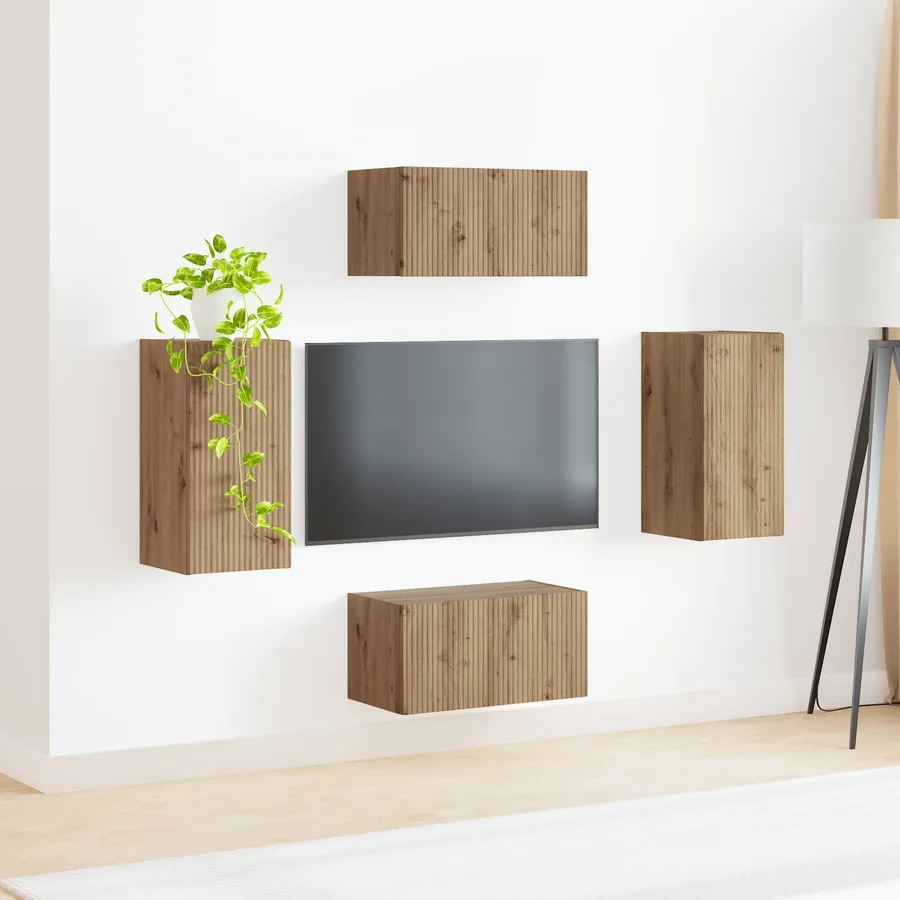 Ensemble meuble TV 4 pcs Chêne artisanal Bois d'ingénierie - 4