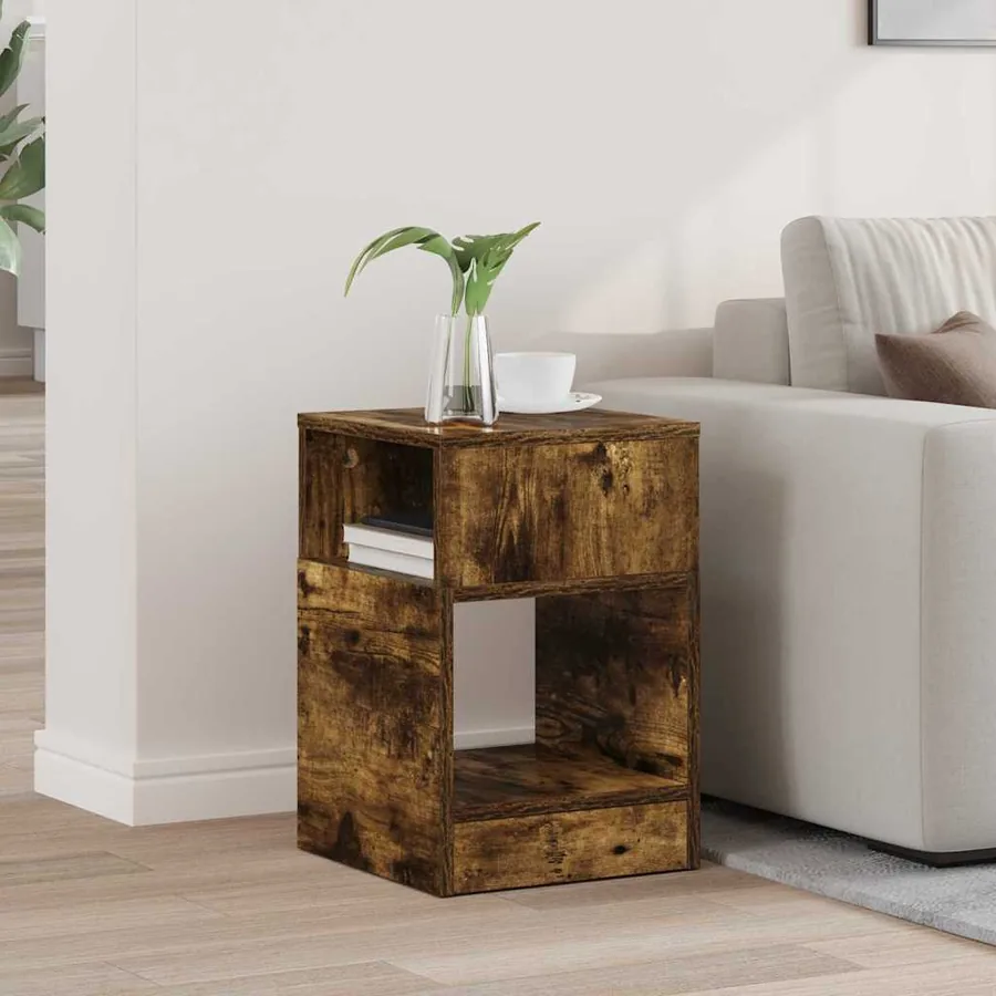 Table d'appoint Chêne fumé 30,5 x 30 x 45 cm Bois d'ingénierie