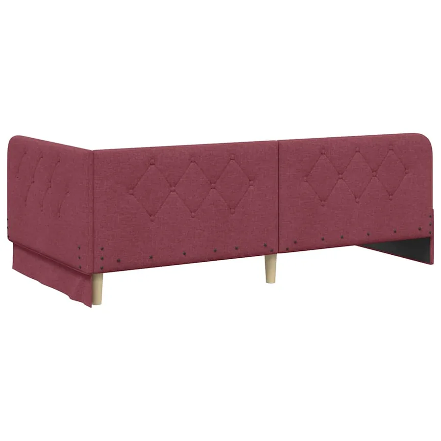 Cadre de lit d'angle Bordeaux 90 x 190 cm tissu - 9