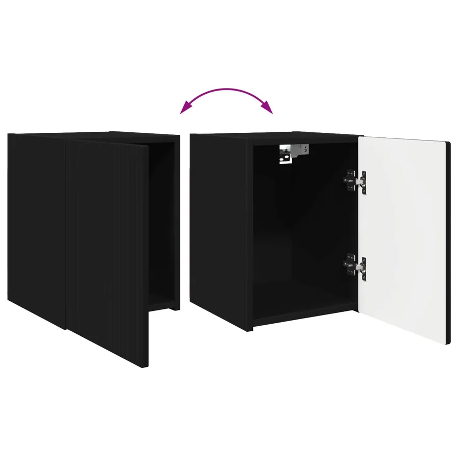 Ensemble meuble TV Montage mural 3 pcs Noir Bois d'ingénierie - 13