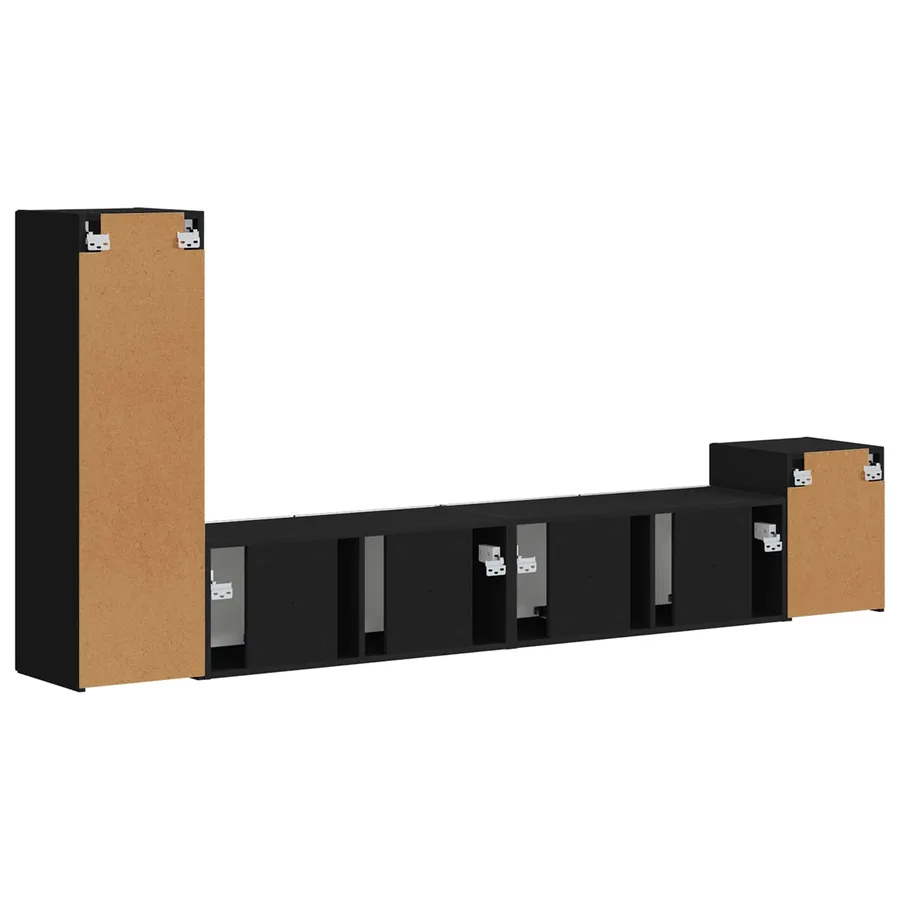 Ensemble meuble TV Montage mural 3 pcs Noir Bois d'ingénierie - 9