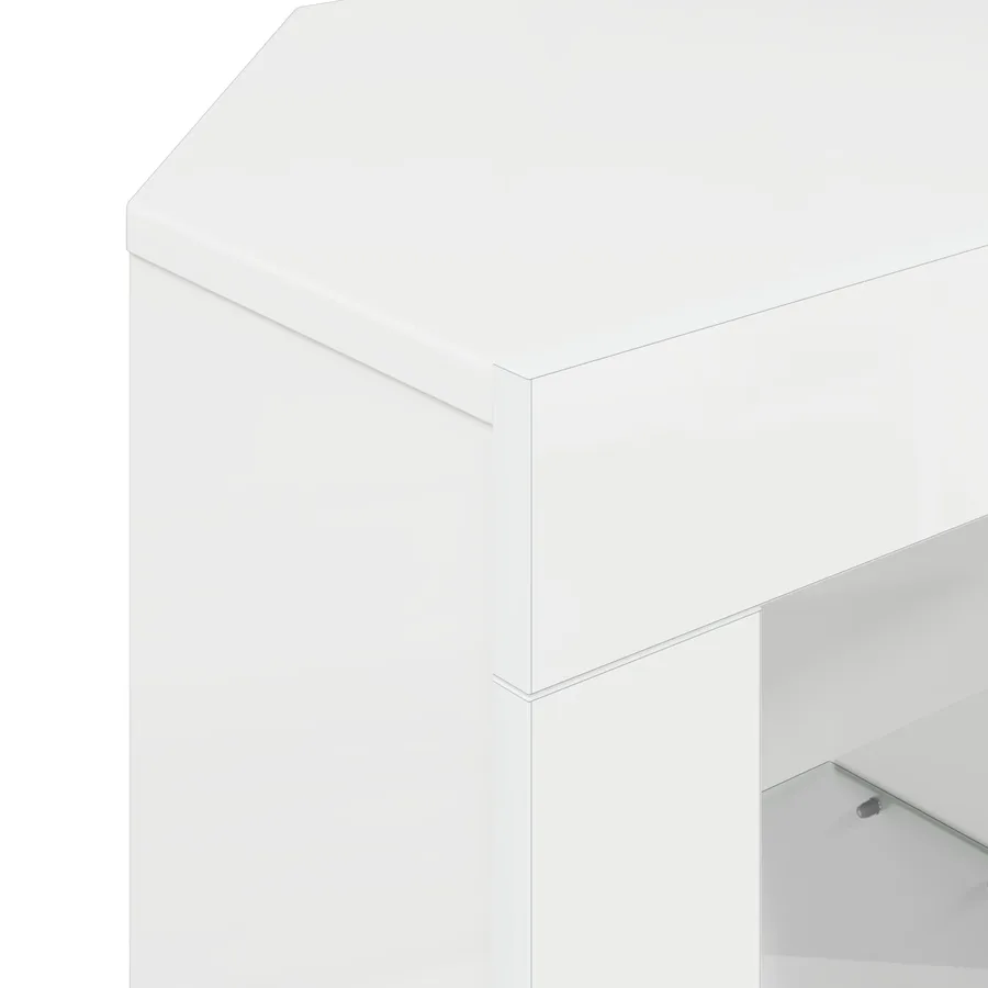 Meuble TV LED d'Angle Blanc brillant 100 x 40 x 50 cm - 11
