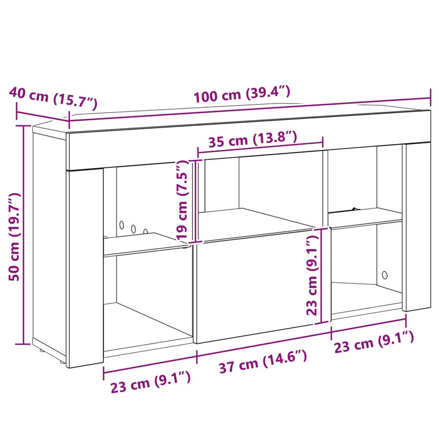 Meuble TV LED d'Angle Blanc brillant 100 x 40 x 50 cm - 14