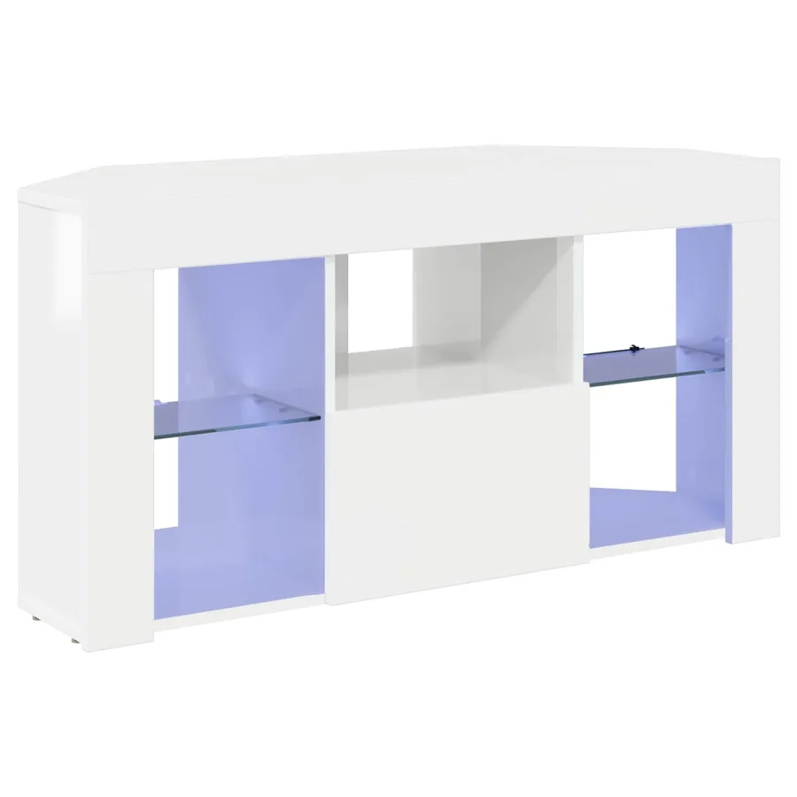 Meuble TV LED d'Angle Blanc brillant 100 x 40 x 50 cm - 2