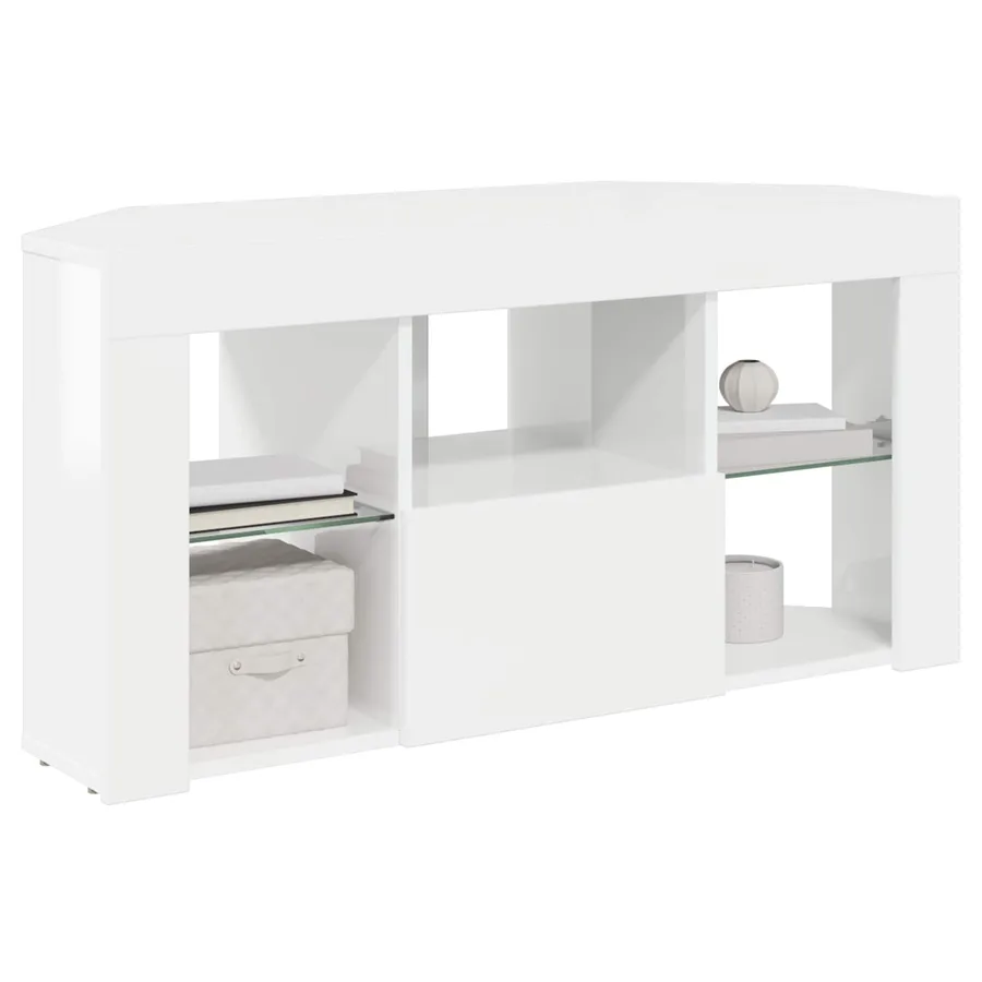 Meuble TV LED d'Angle Blanc brillant 100 x 40 x 50 cm - 3