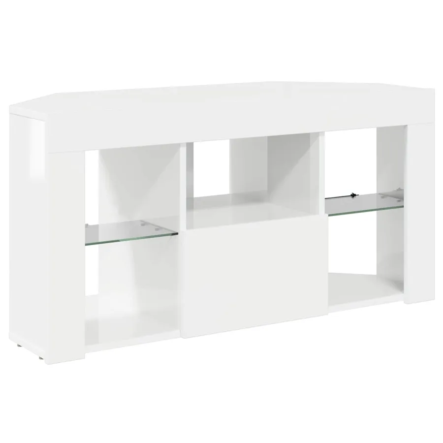 Meuble TV LED d'Angle Blanc brillant 100 x 40 x 50 cm - 6