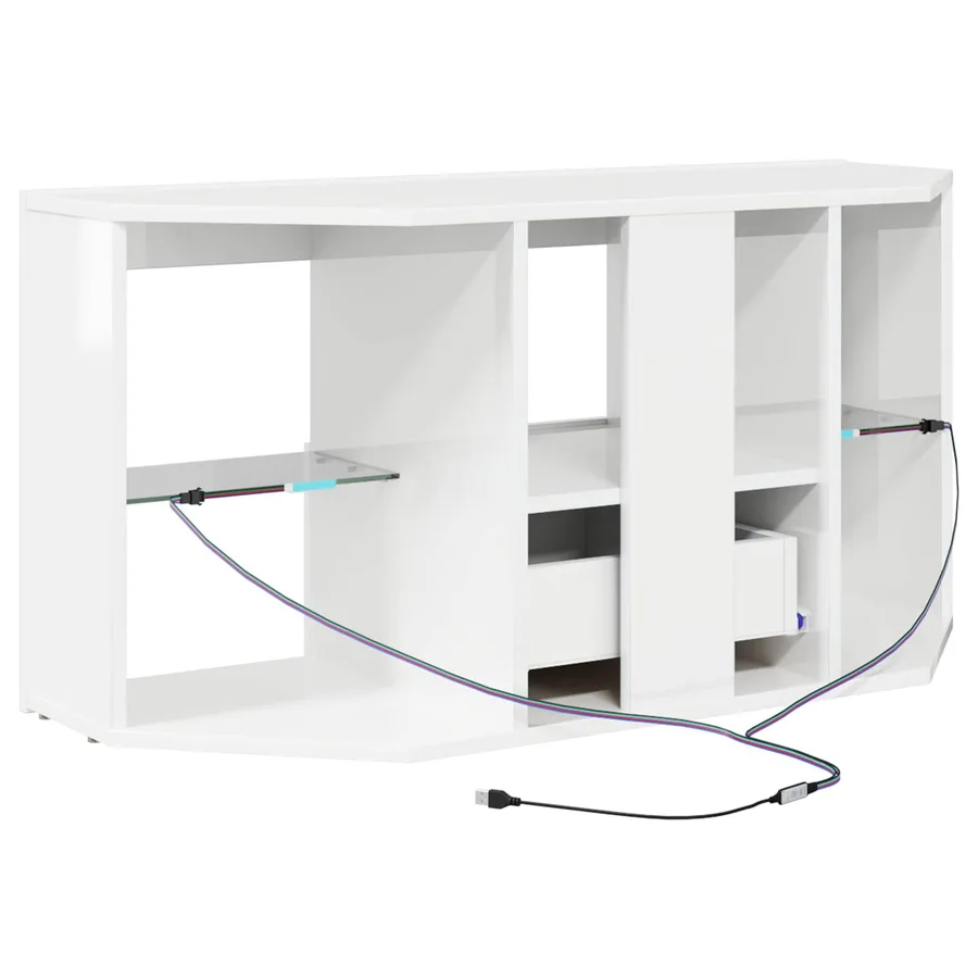 Meuble TV LED d'Angle Blanc brillant 100 x 40 x 50 cm - 8