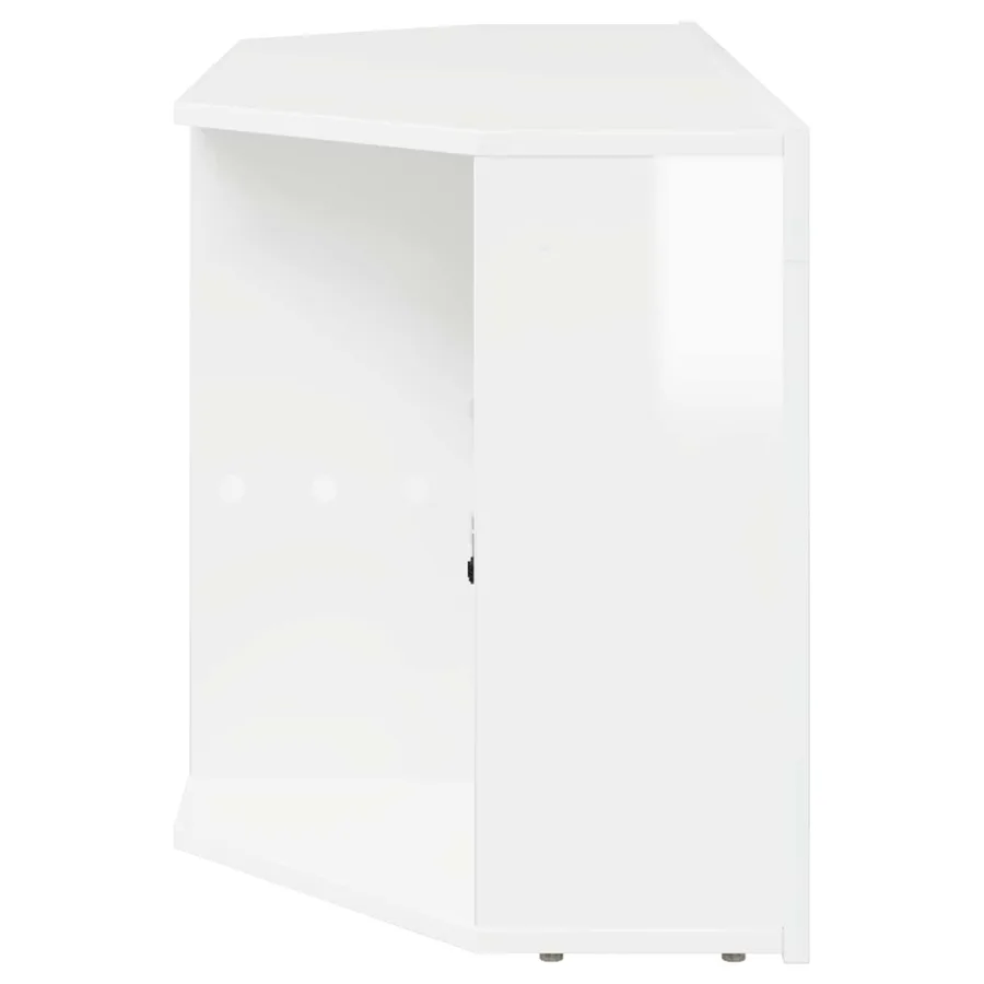 Meuble TV LED d'Angle Blanc brillant 100 x 40 x 50 cm - 9