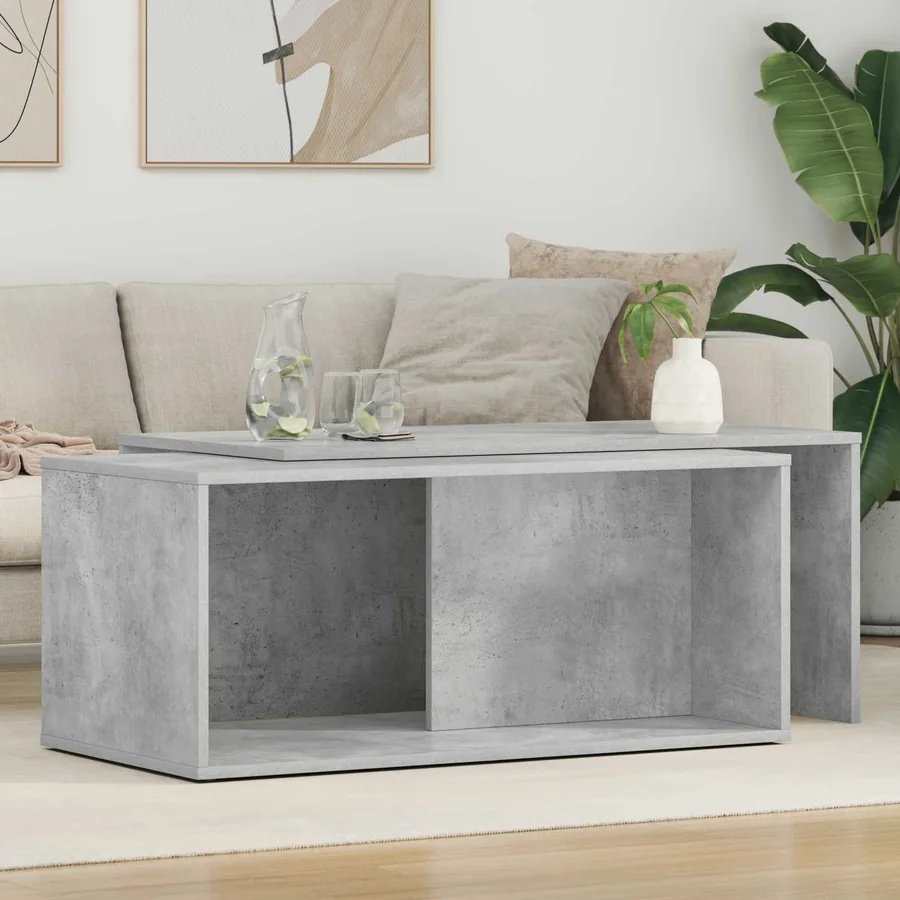 Ensemble de tables basses 2 pcs Gris béton Bois d'ingénierie