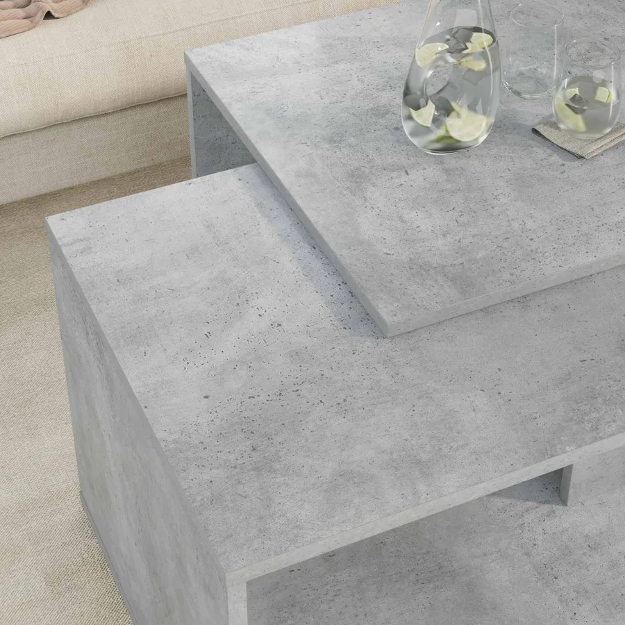Ensemble de tables basses 2 pcs Gris béton Bois d'ingénierie - 4