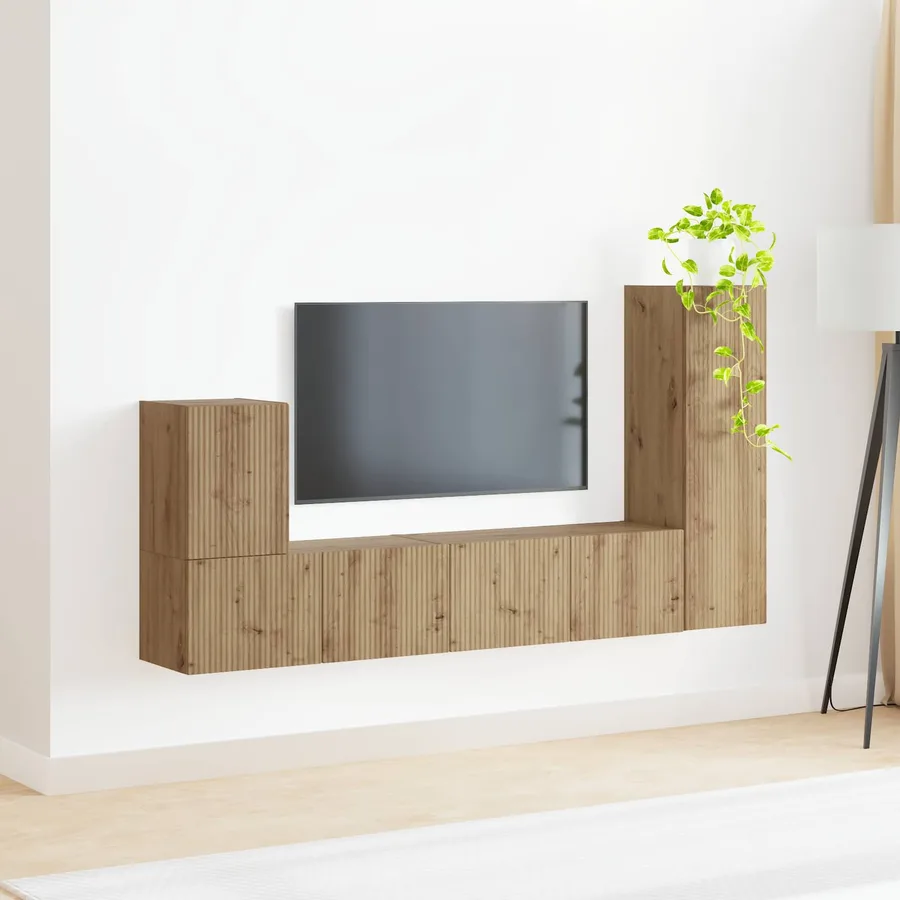Ensemble meuble TV 3 pcs Chêne artisanal Bois d'ingénierie - 4