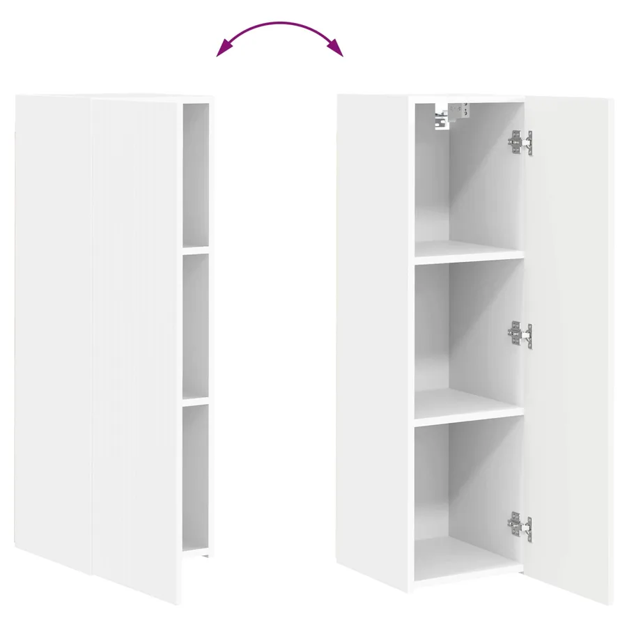 Ensemble meuble TV Montage mural 3 pcs Blanc Bois d'ingénierie - 11
