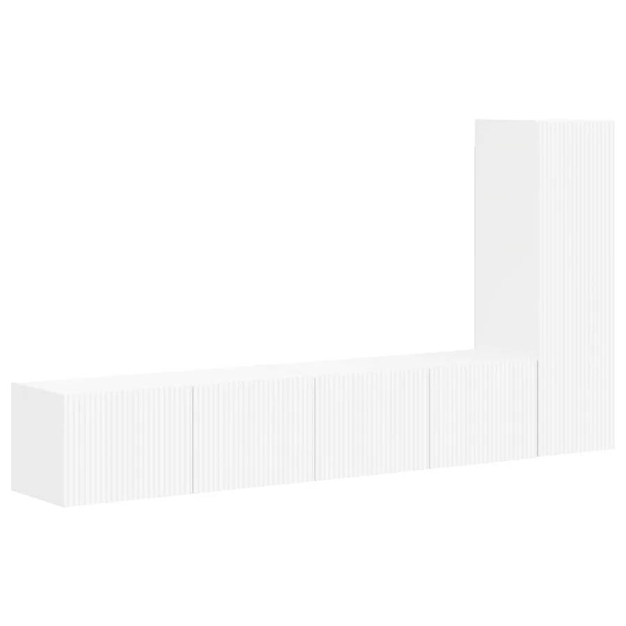 Ensemble meuble TV Montage mural 3 pcs Blanc Bois d'ingénierie - 2