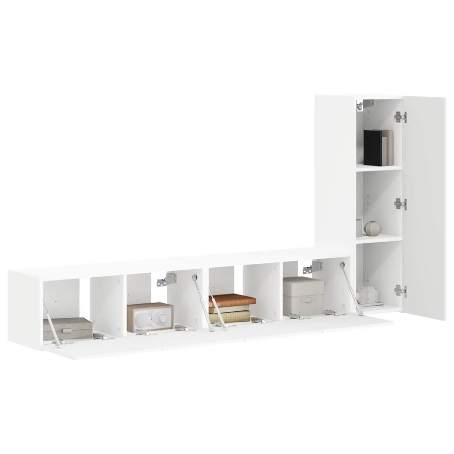 Ensemble meuble TV Montage mural 3 pcs Blanc Bois d'ingénierie - 3