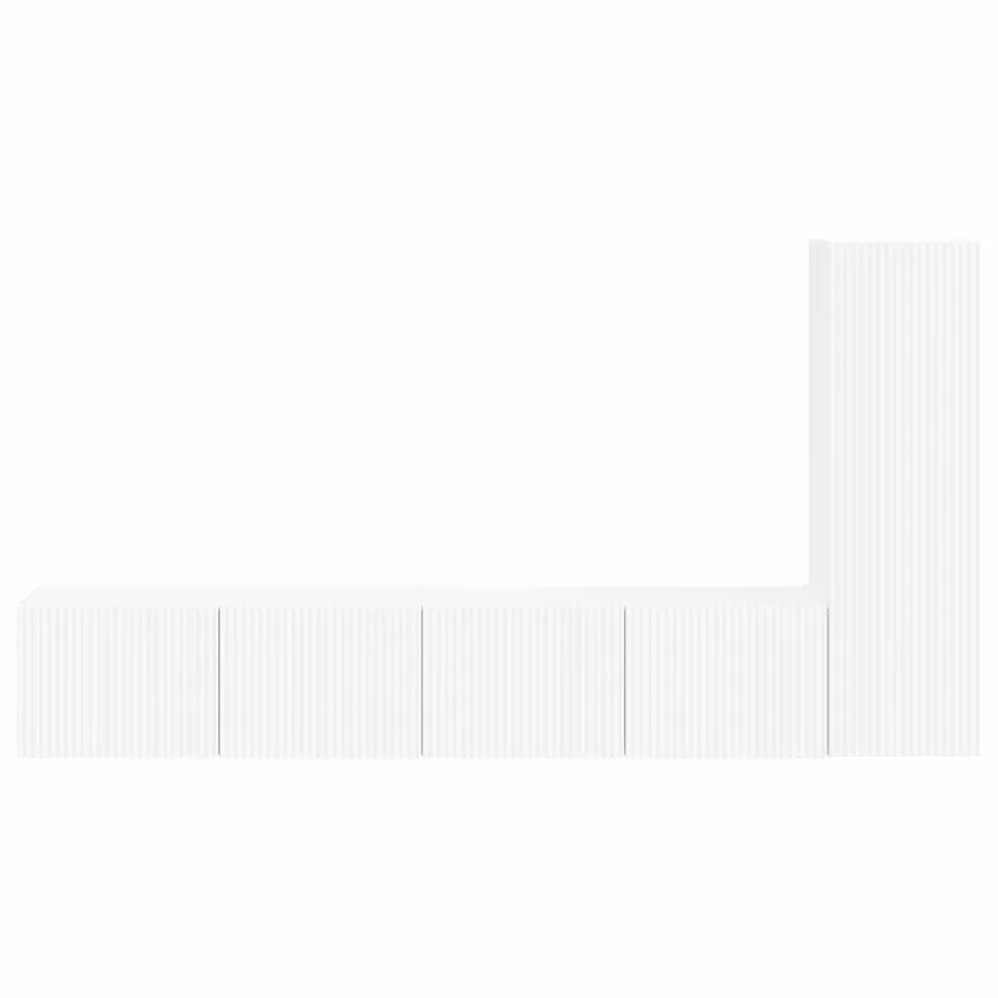 Ensemble meuble TV Montage mural 3 pcs Blanc Bois d'ingénierie - 7