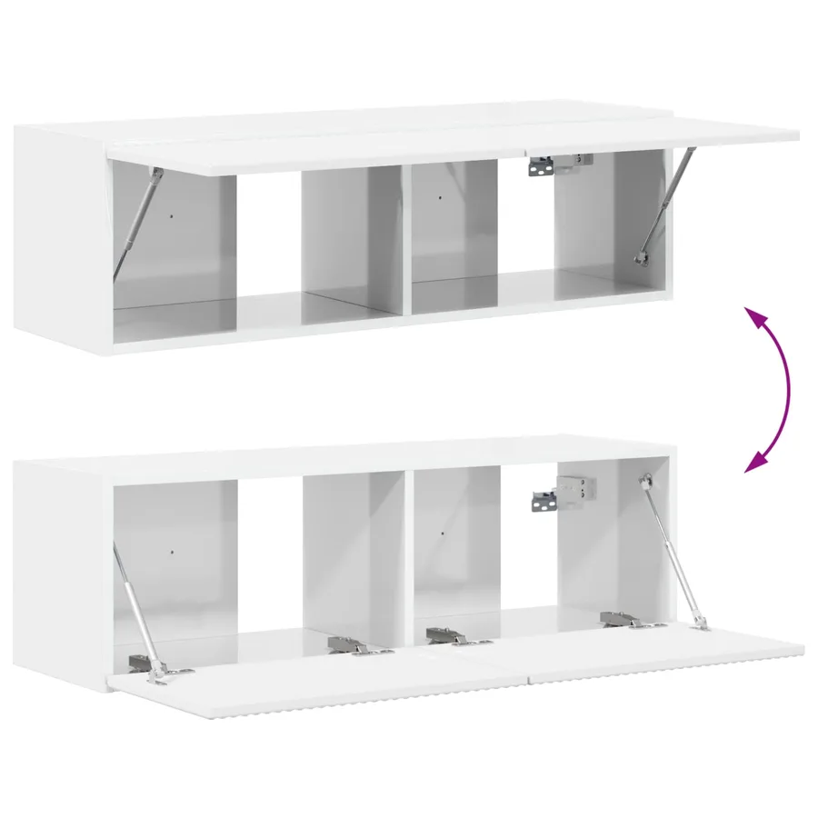 Ensemble de meuble TV mural Montage mural 4 pcs Blanc brillant - 10