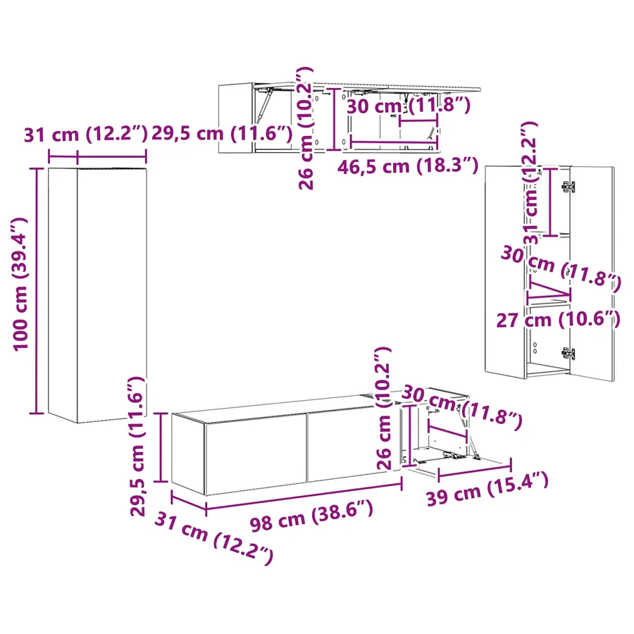 Meuble TV 5 pcs Chêne Sonoma - 15