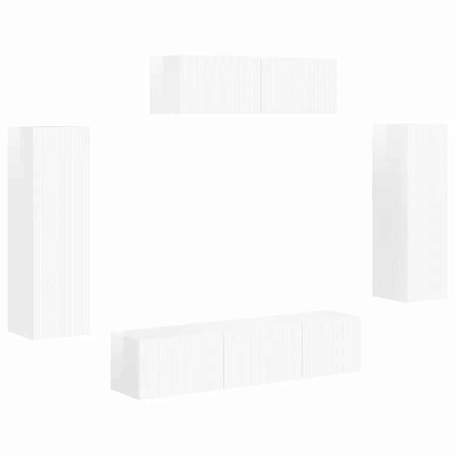 Meuble TV 5 pcs Blanc brillant - 2