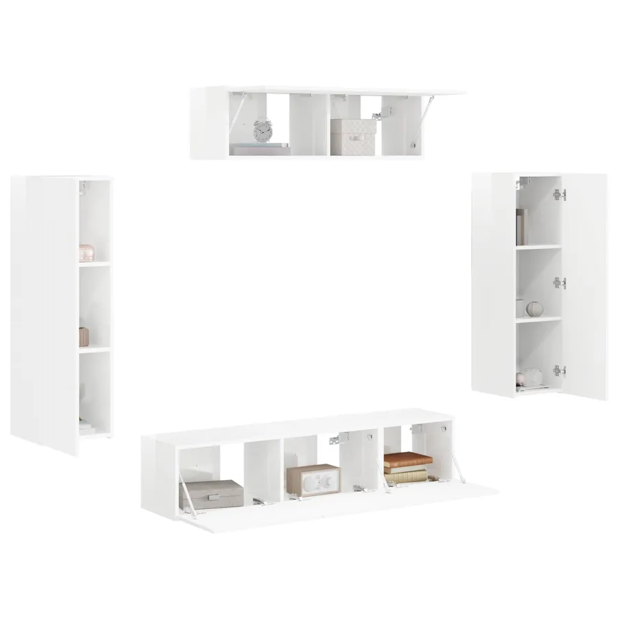 Meuble TV 5 pcs Blanc brillant - 3