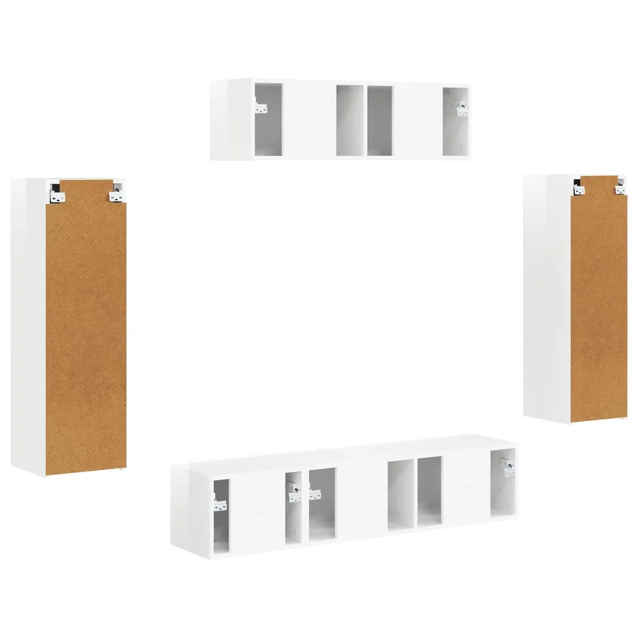 Meuble TV 5 pcs Blanc brillant - 9