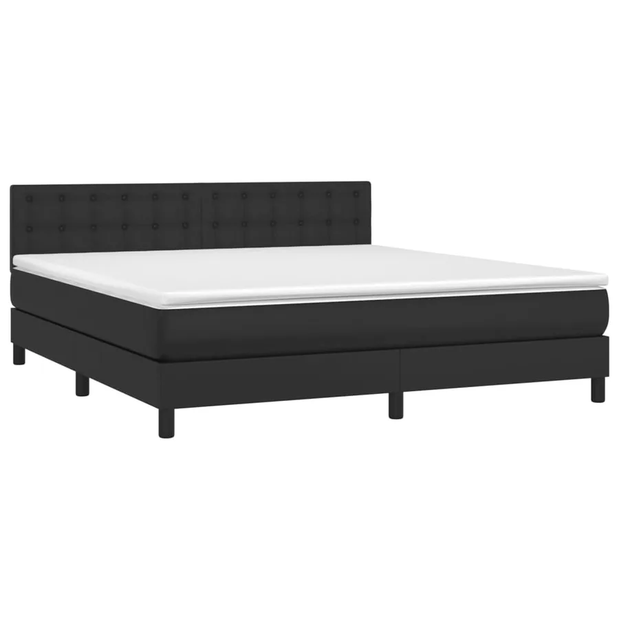 Sommier à lattes de lit avec matelas et LED Noir 160x200cm - 3