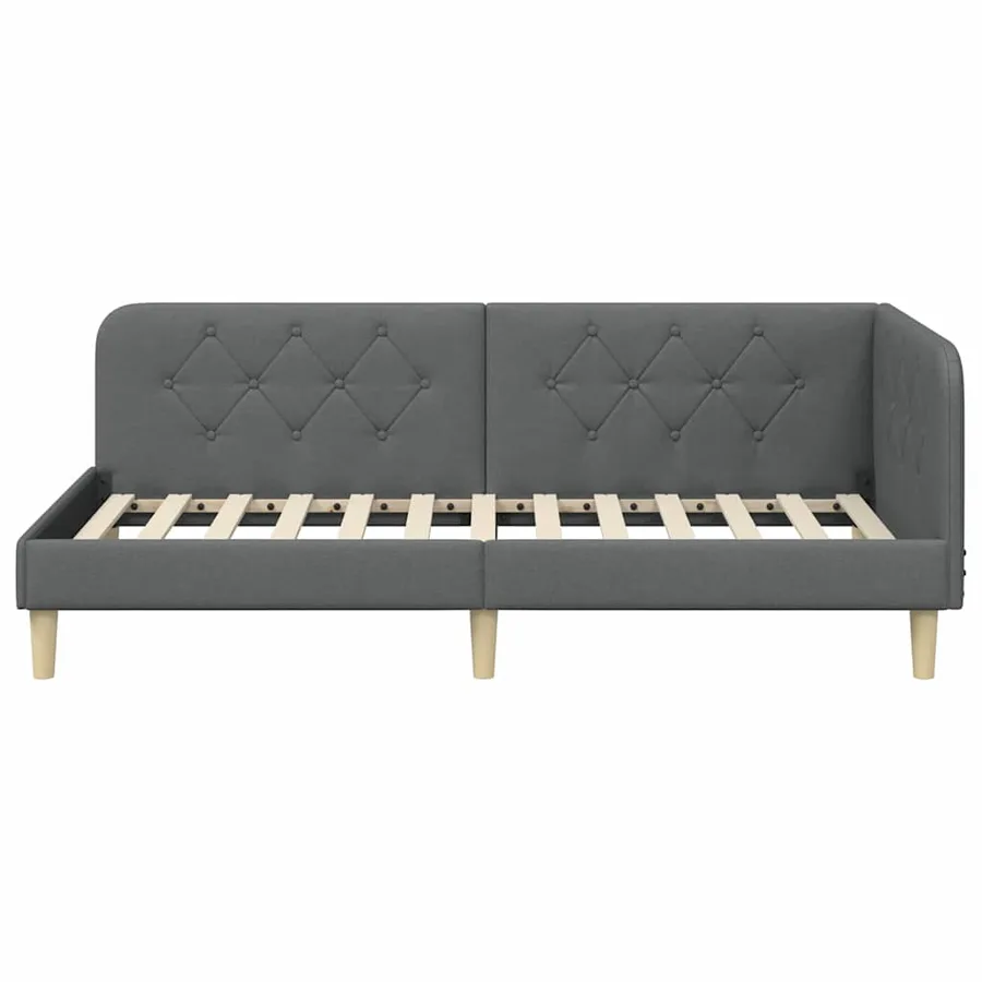 Cadre de lit d'angle Gris foncé 90 x 200 cm tissu - 5