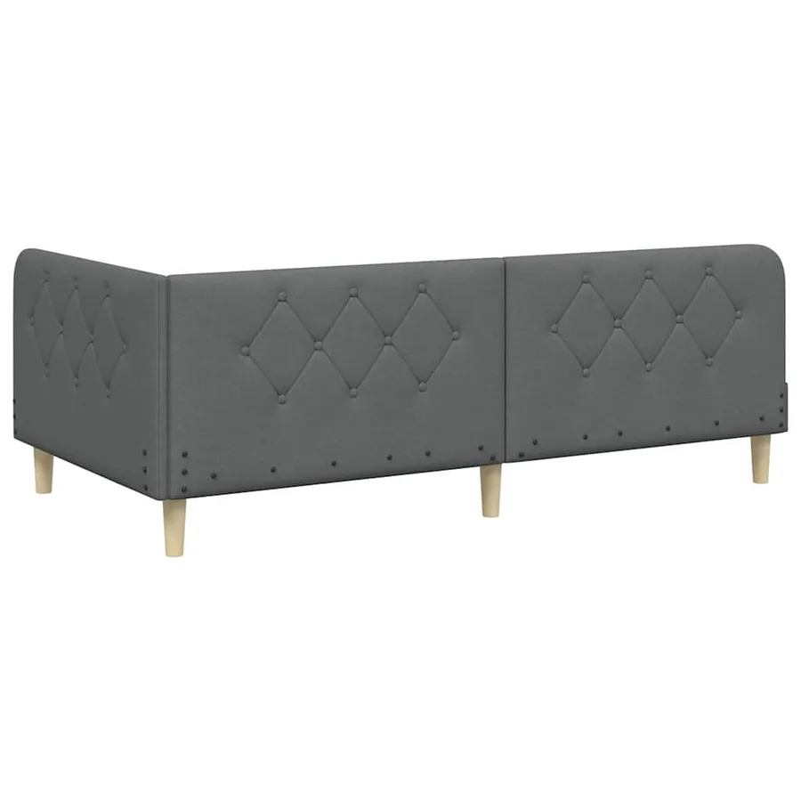 Cadre de lit d'angle Gris foncé 90 x 200 cm tissu - 7