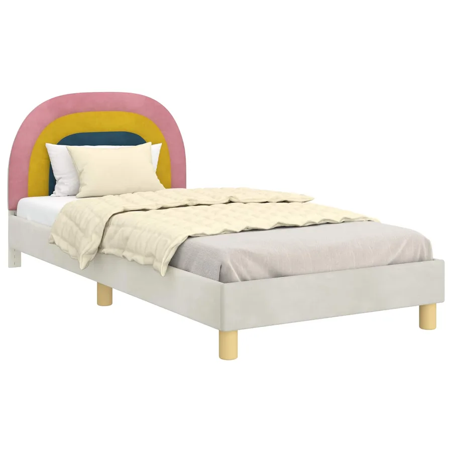 Cadre de lit pour enfants avec tête de lit Crème 90 x 190 cm - 2