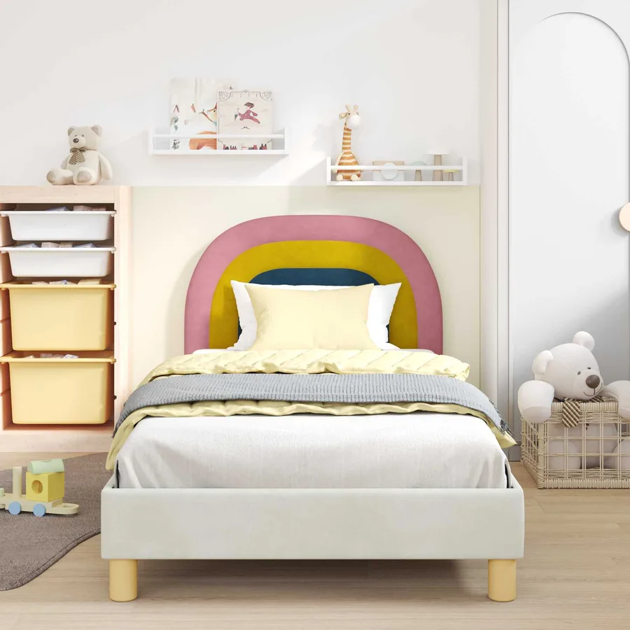 Cadre de lit pour enfants avec tête de lit Crème 90 x 190 cm - 3