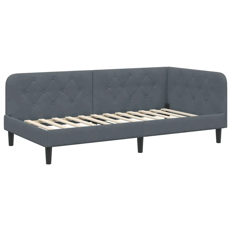 Cadre de lit d'angle Gris foncé 100 x 200 cm Velours - 2