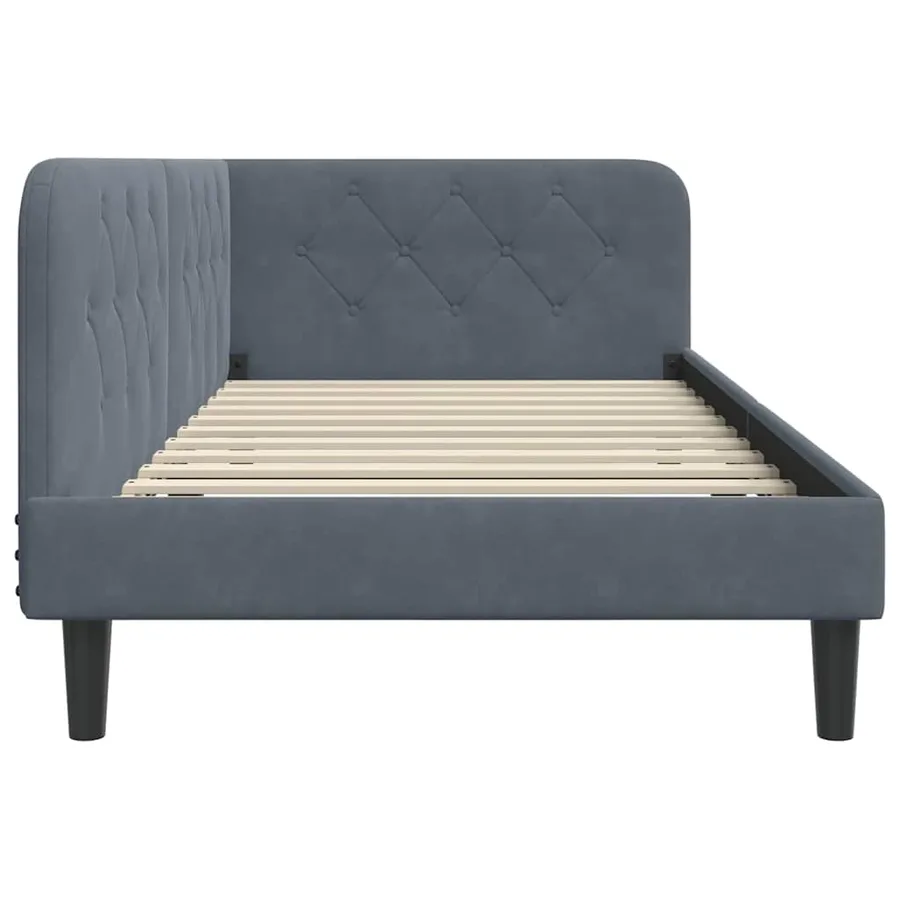 Cadre de lit d'angle Gris foncé 100 x 200 cm Velours - 6