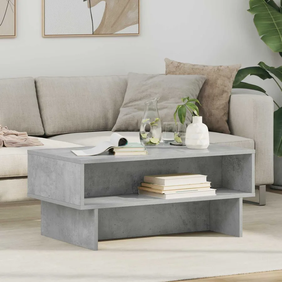 Table basse Gris béton 80 x 46 x 35 cm Bois d'ingénierie