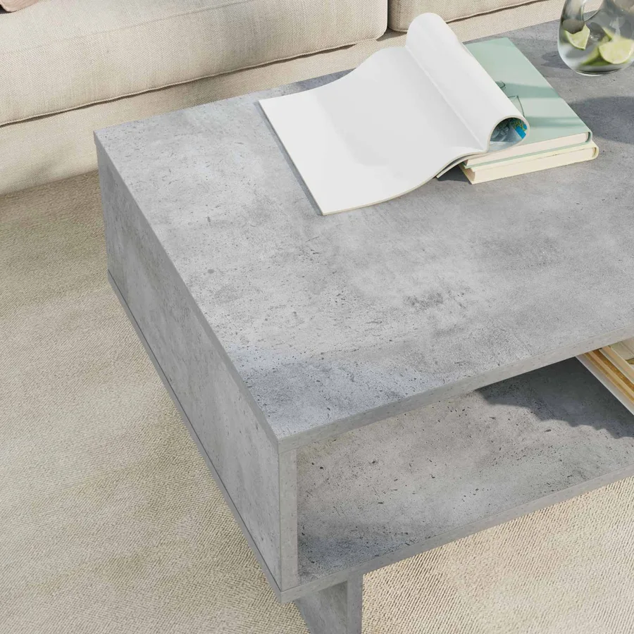 Table basse Gris béton 80 x 46 x 35 cm Bois d'ingénierie - 4