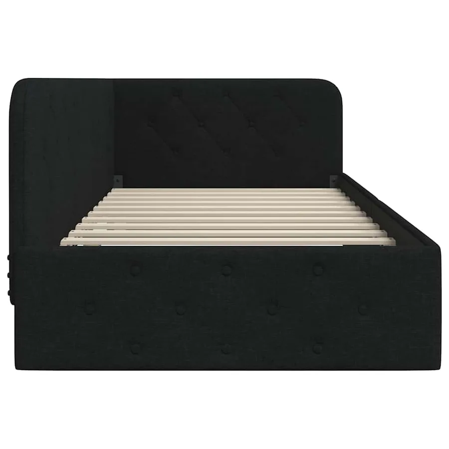 Cadre de lit d'angle Noir 100 x 200 cm tissu - 6