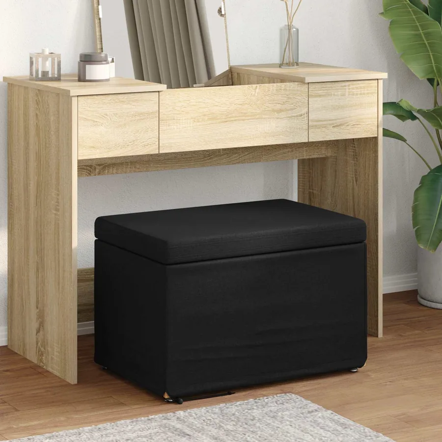 Tabouret Noir 61 x 41 x 40 cm Tissu et bois stratifié