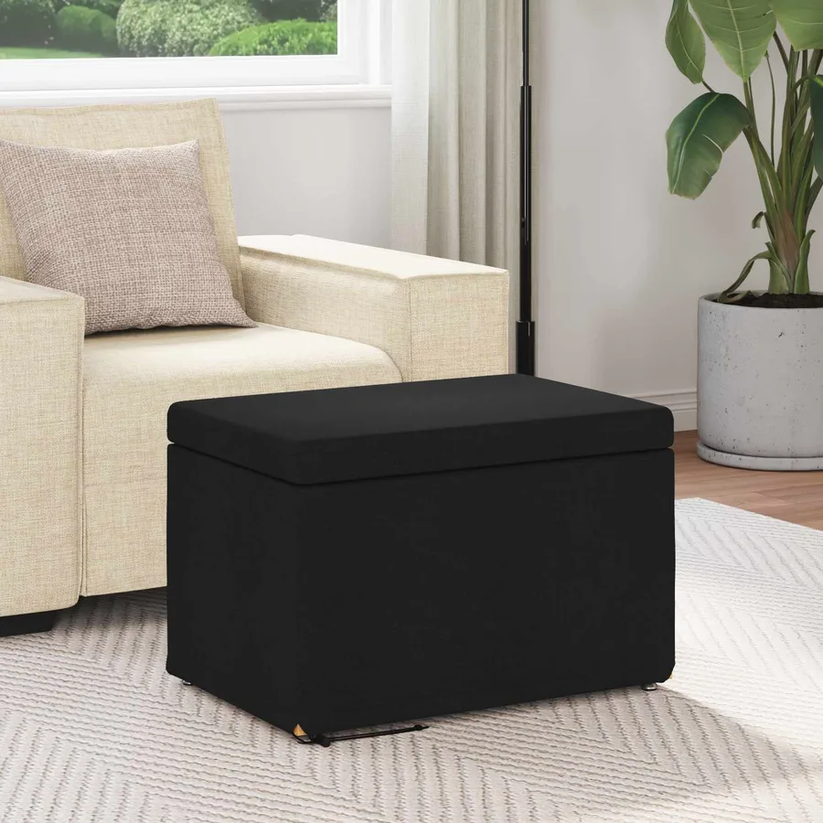 Tabouret Noir 61 x 41 x 40 cm Tissu et bois stratifié - 3