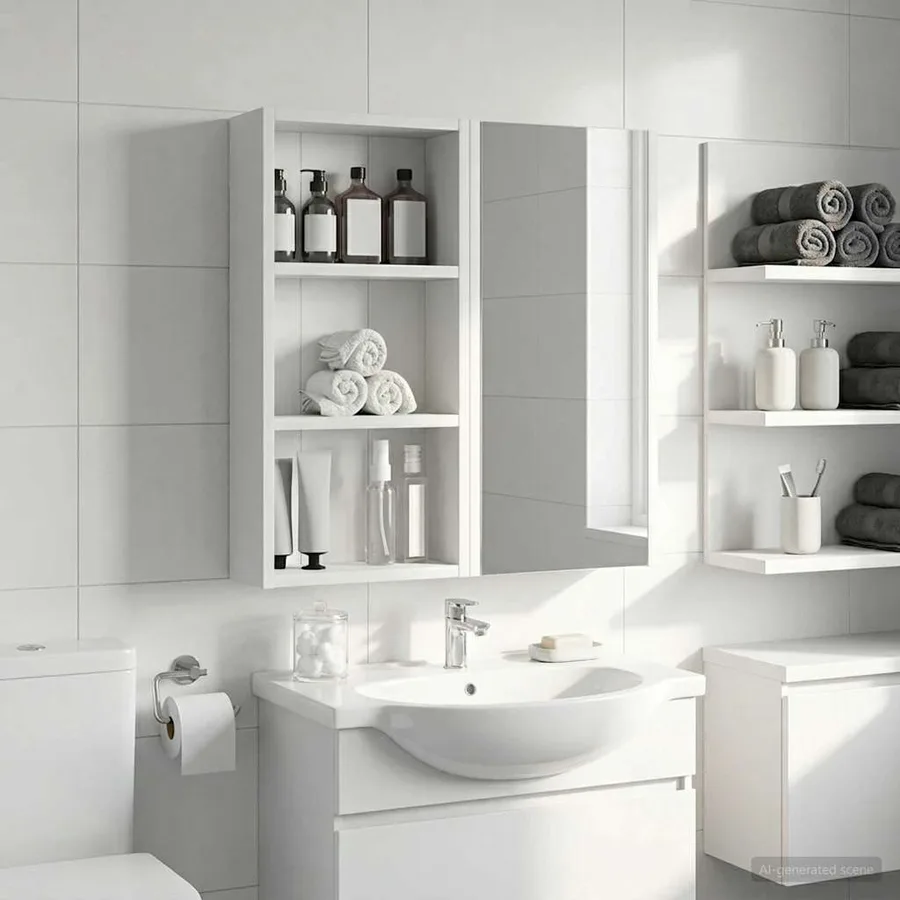 Armoire murale de salle de bain Blanc 30 x 10 x 60,5 cm - 4