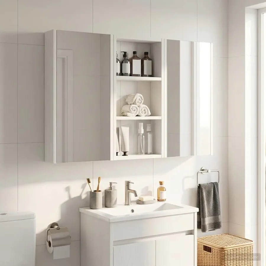Armoire murale de salle de bain Blanc 30 x 10 x 60,5 cm - 5
