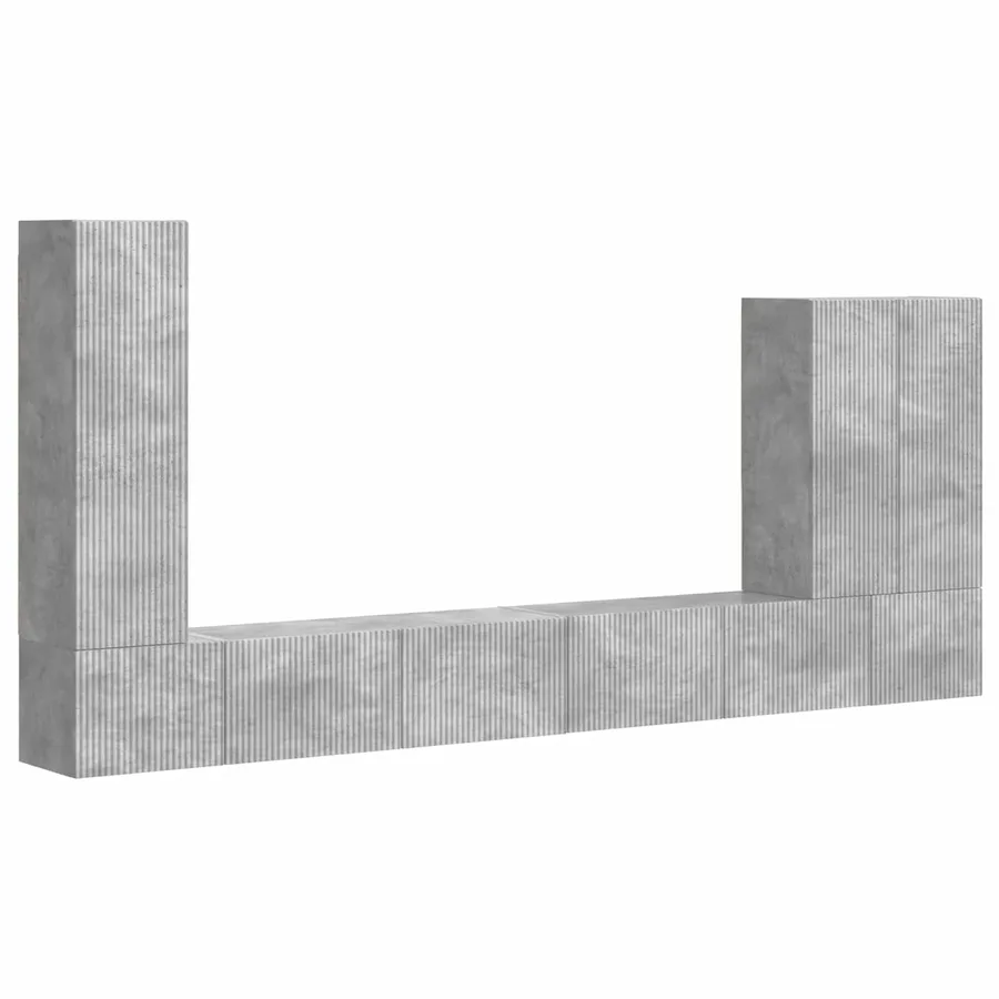 Ensemble de meuble TV mural Montage mural 6 pcs Gris béton - 2