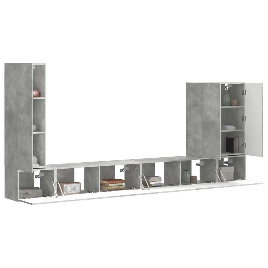 Ensemble de meuble TV mural Montage mural 6 pcs Gris béton - 3