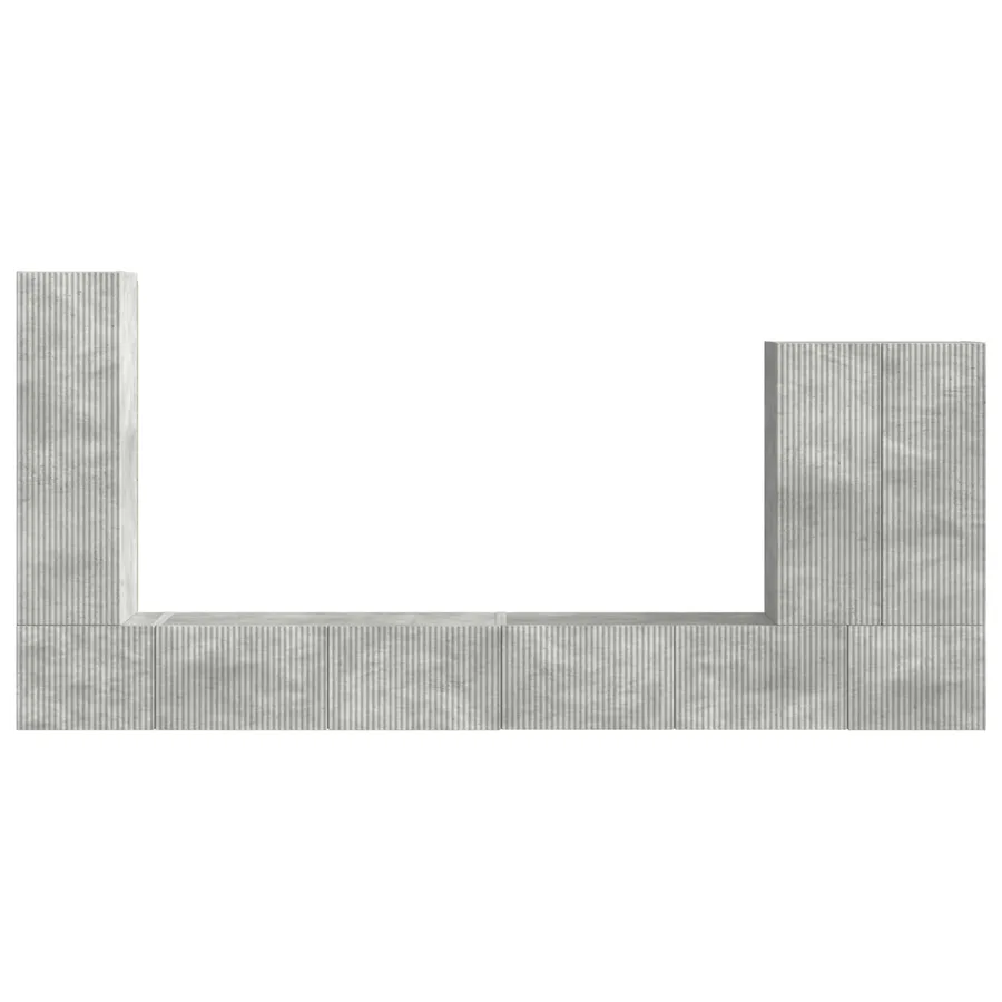 Ensemble de meuble TV mural Montage mural 6 pcs Gris béton - 9