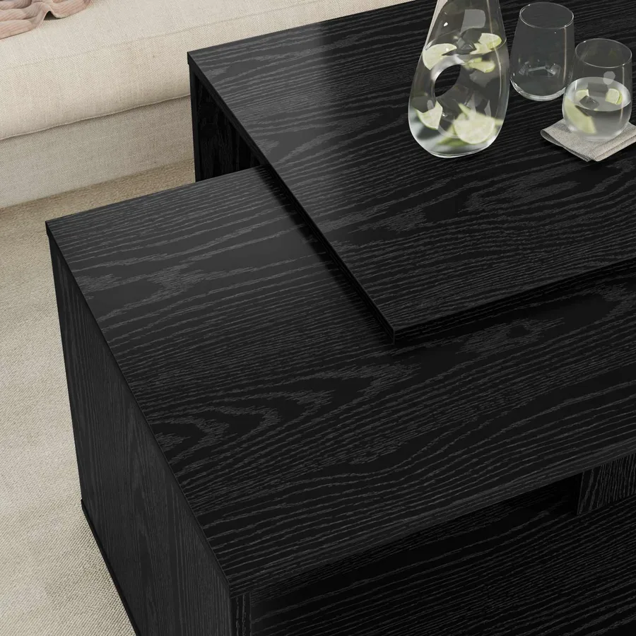Ensemble de tables basses 2 pcs Chêne noir Bois d'ingénierie - 4