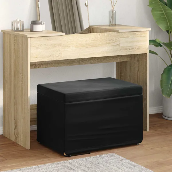 Tabouret Noir 61 x 41 x 40 cm Velours et Bois Composite