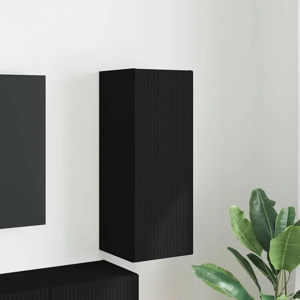Meuble TV mural Noir 30 x 31 x 80 cm Bois d'ingénierie