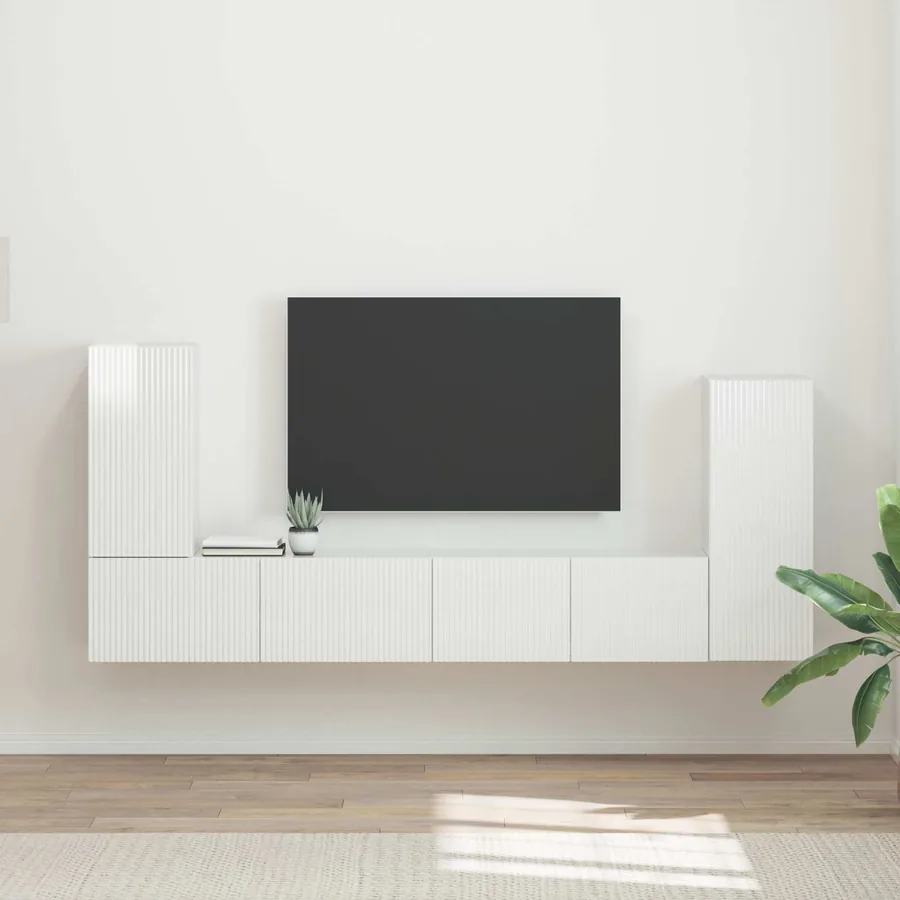 Ensemble meuble TV 4 pcs Blanc brillant Bois d'ingénierie